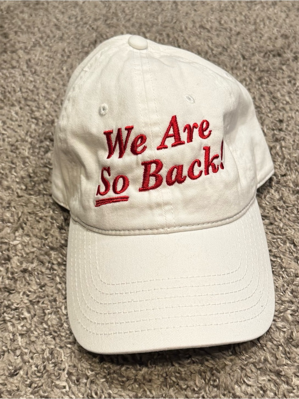 Nebraska Cornhusker Women’s Baseball Cap with Red "We Are So!" Embroidery